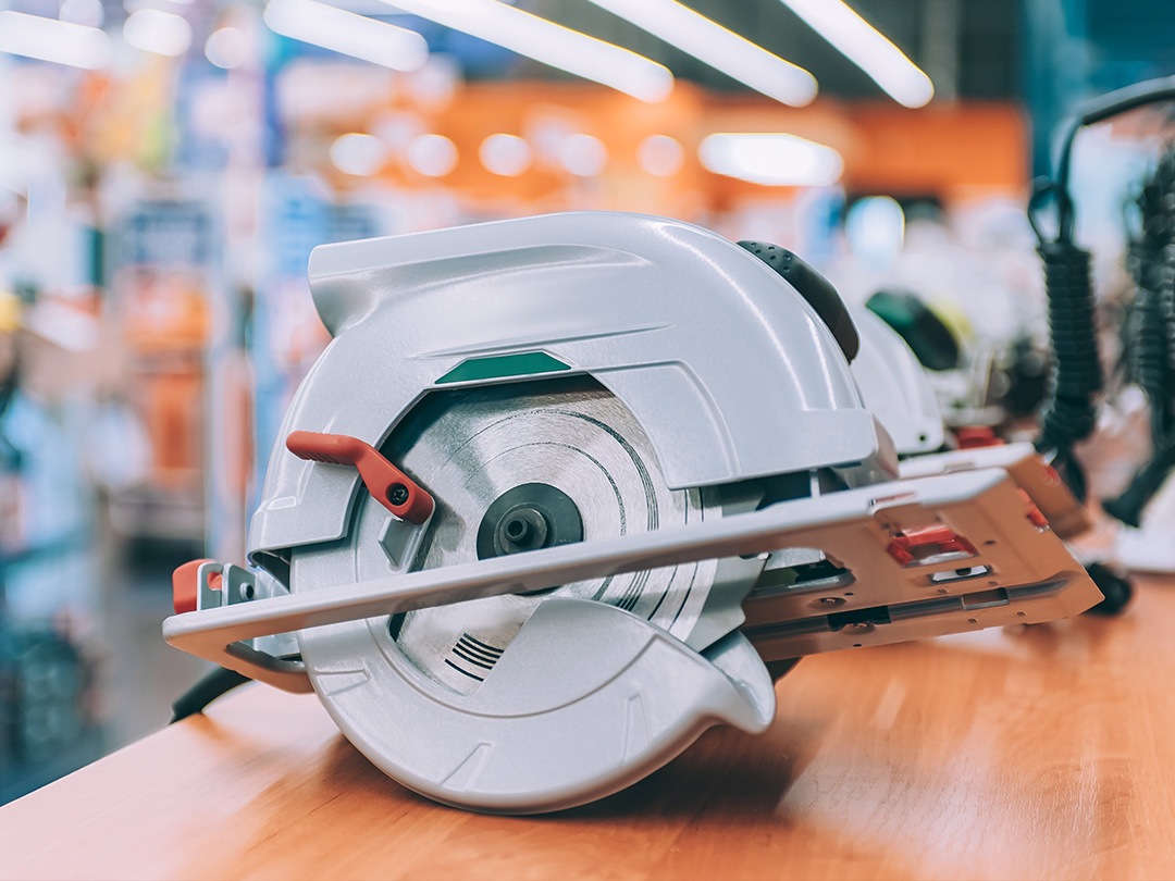 close up of a handheld saw