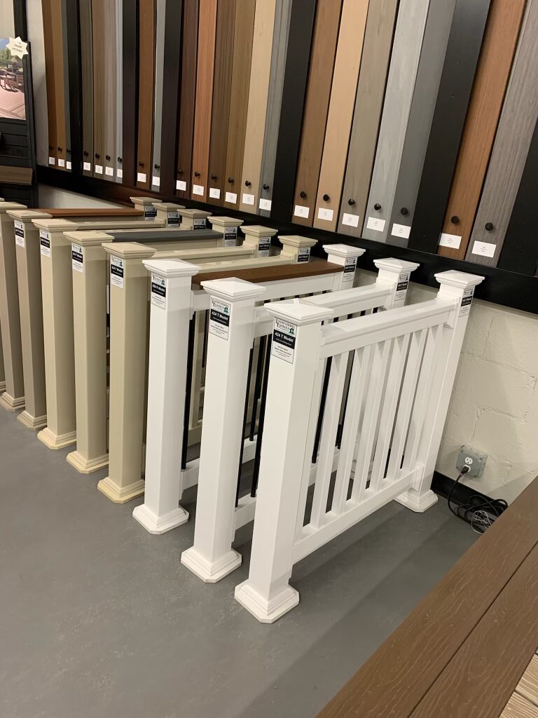 Fence and deck samples lined up at Ladiesburg Lumber.