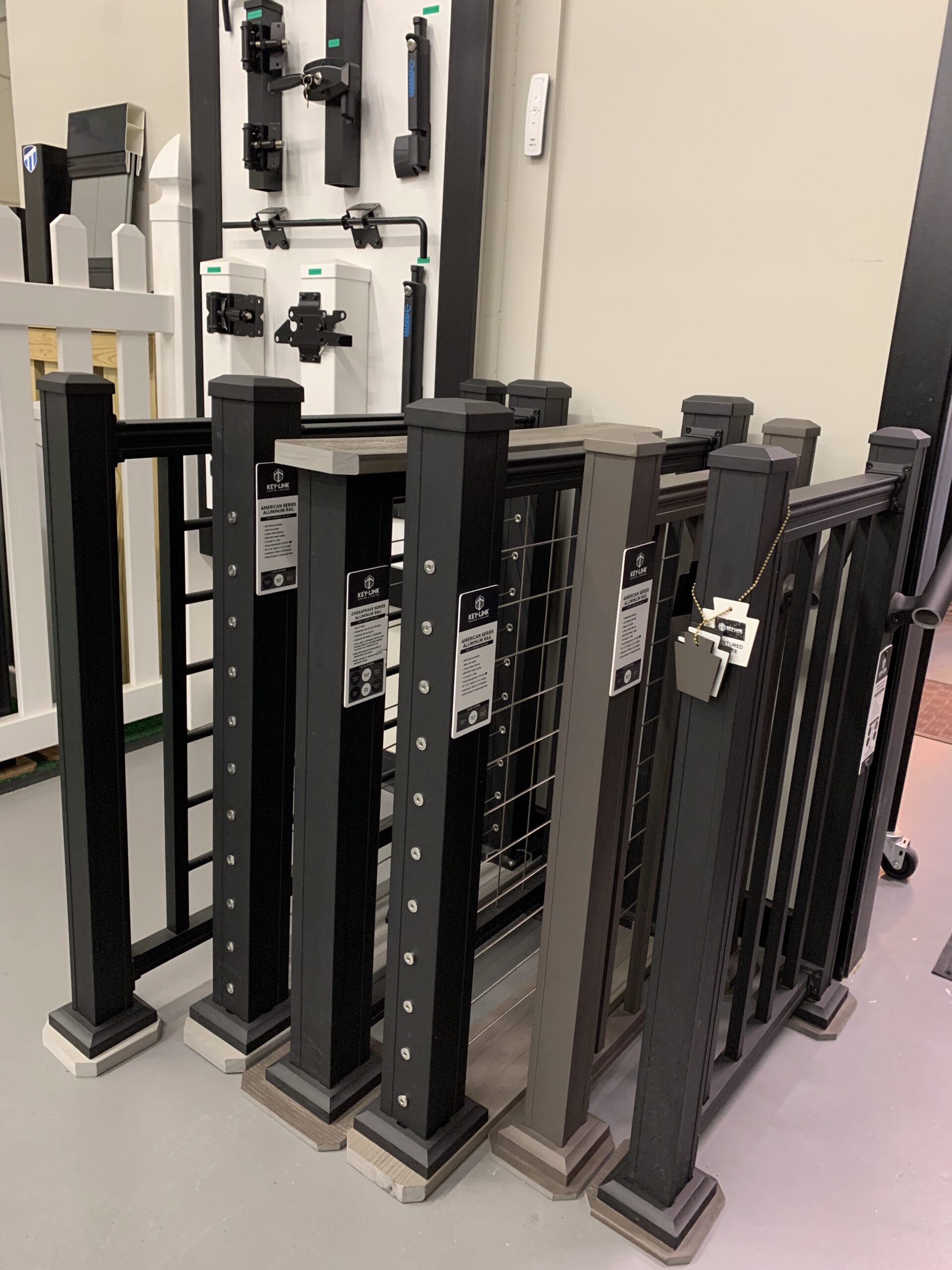 Various composite deck fence samples to choose from, each with their own style and purpose.