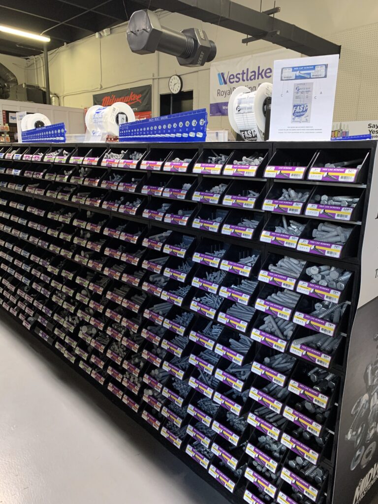 Another aisle shot at Ladiesburg Lumber featuring every shape & sized deck screw you could ever need.