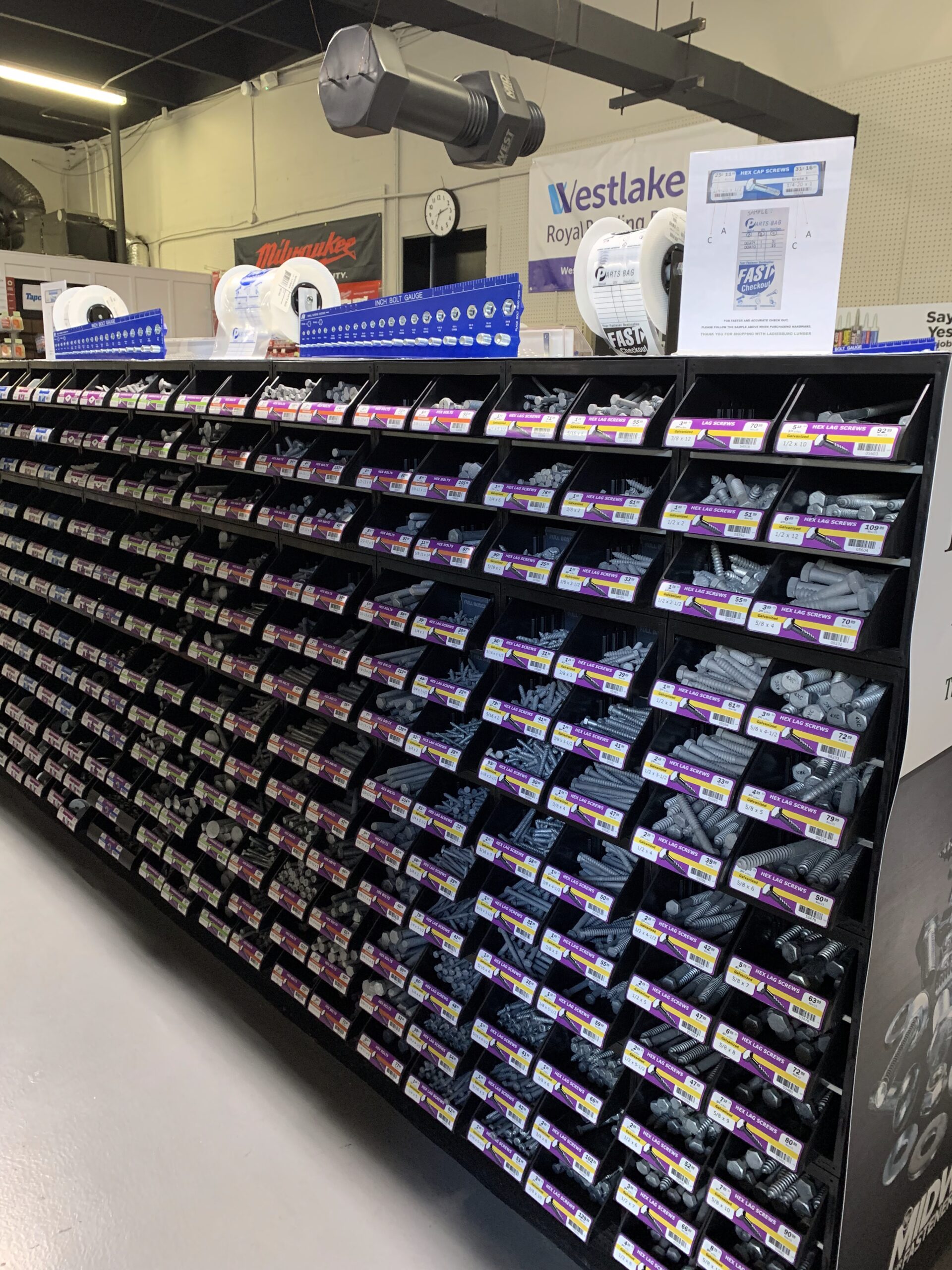 Another aisle shot at Ladiesburg Lumber featuring every shape & sized deck screw you could ever need.