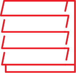 A stylized red graphic of PVS trim.