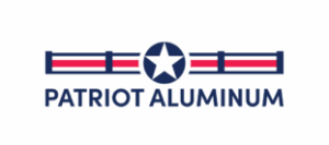 The Patriot Aluminum logo featuring a stylized fence shaped emblem above the text.
