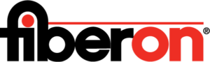 The stylized Fiberon logo with a bright red logo.