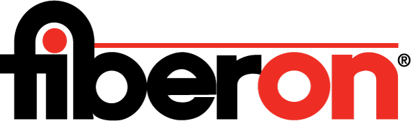 The stylized Fiberon logo with a bright red logo.