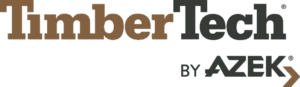 The TimberTech logo in tan & brown, featuring a "By Azek" tagline underneath.