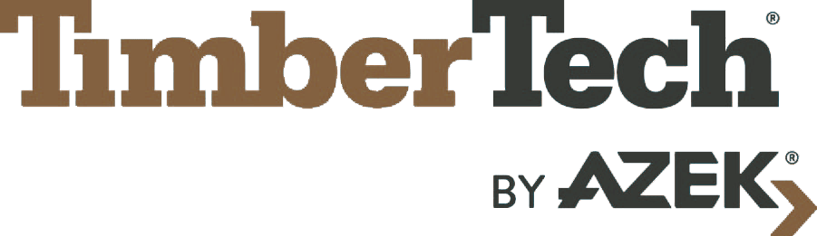 The TimberTech logo in tan & brown, featuring a "By Azek" tagline underneath.