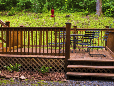 Wood deck after a rain storm.