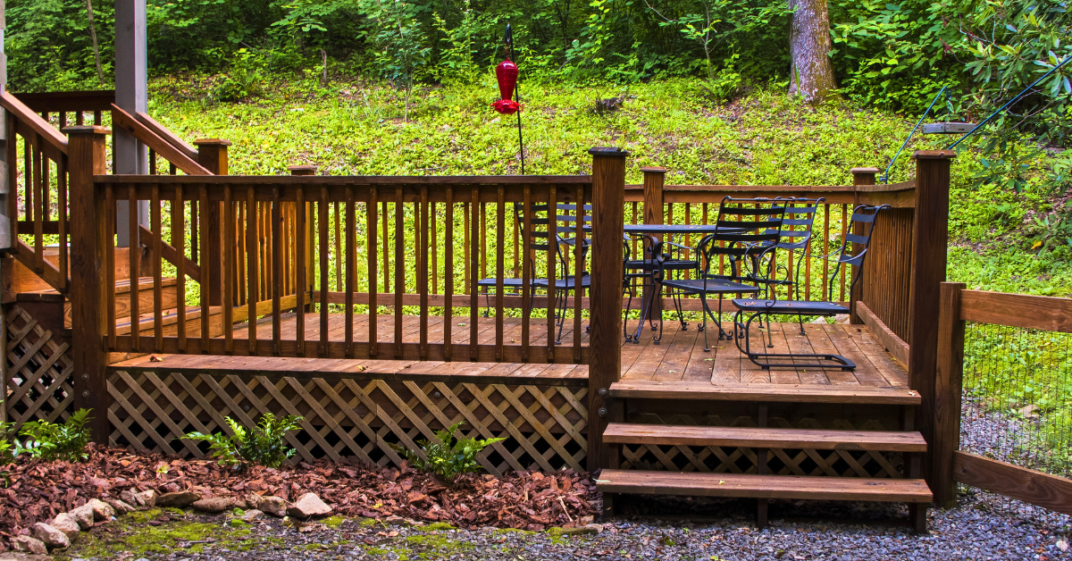 Wood deck after a rain storm.