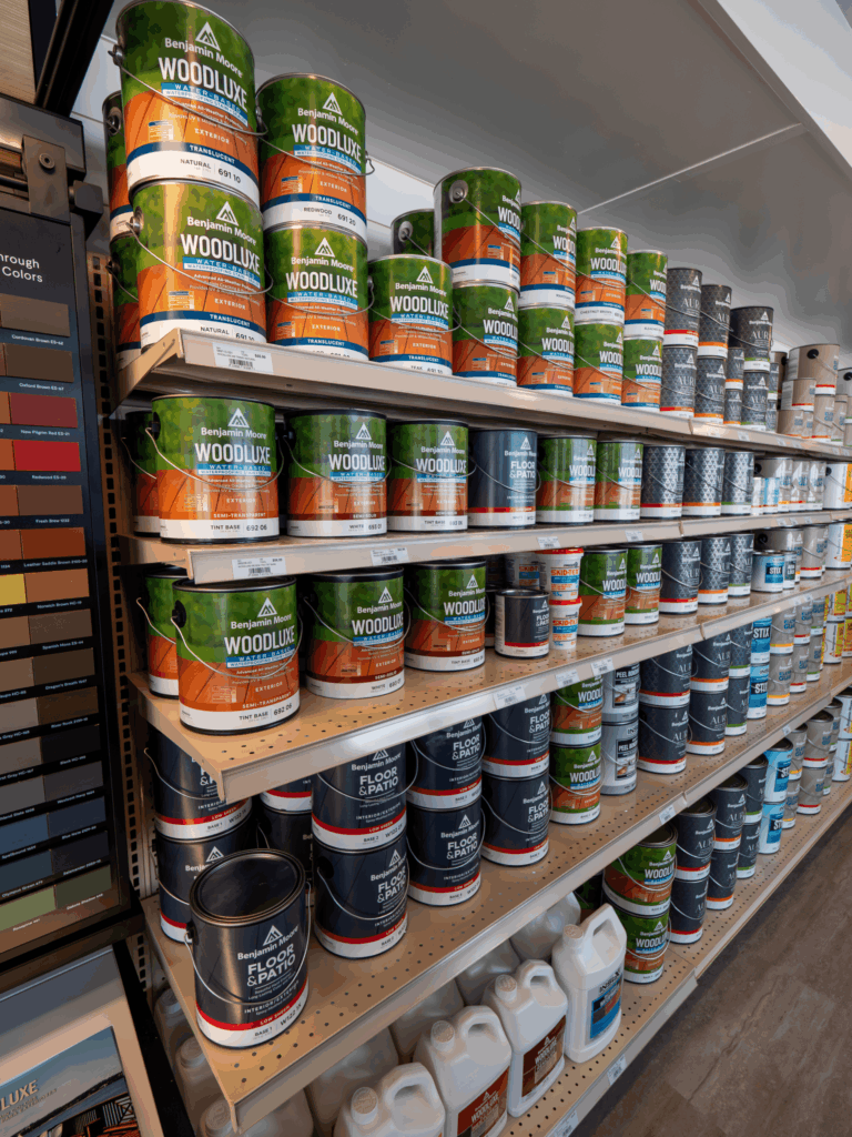 Our Benjamin Moore display, fully stocked and ready